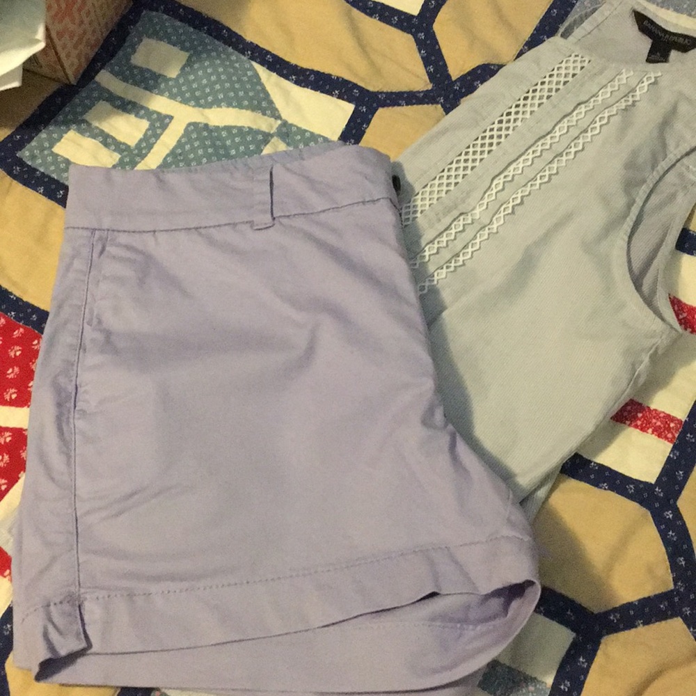 Lavender shorts with a 3 inch inseam